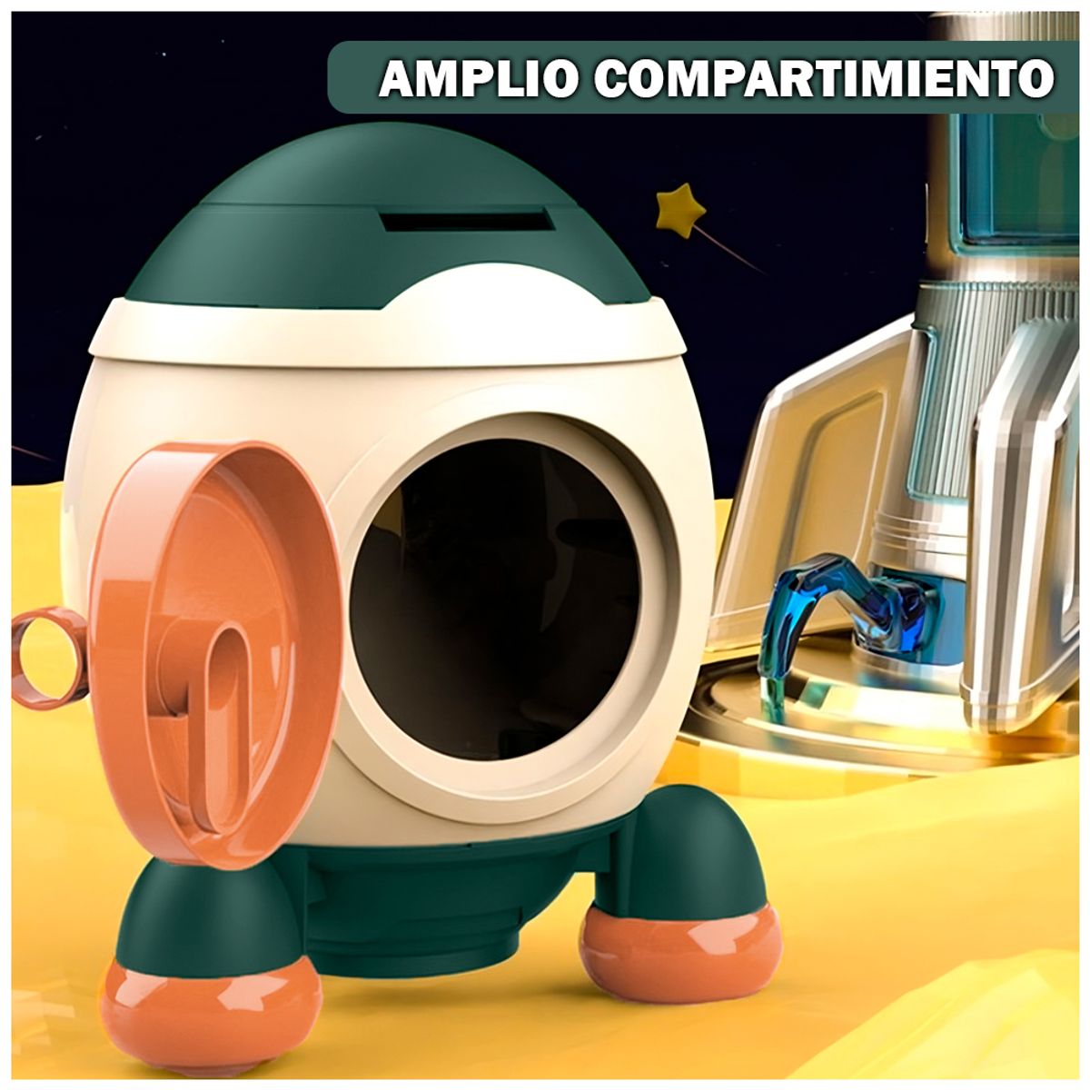 SASHIJA - Alcancía Cohete Stickers Y51 VD Y Manta Luces Unicornio RS