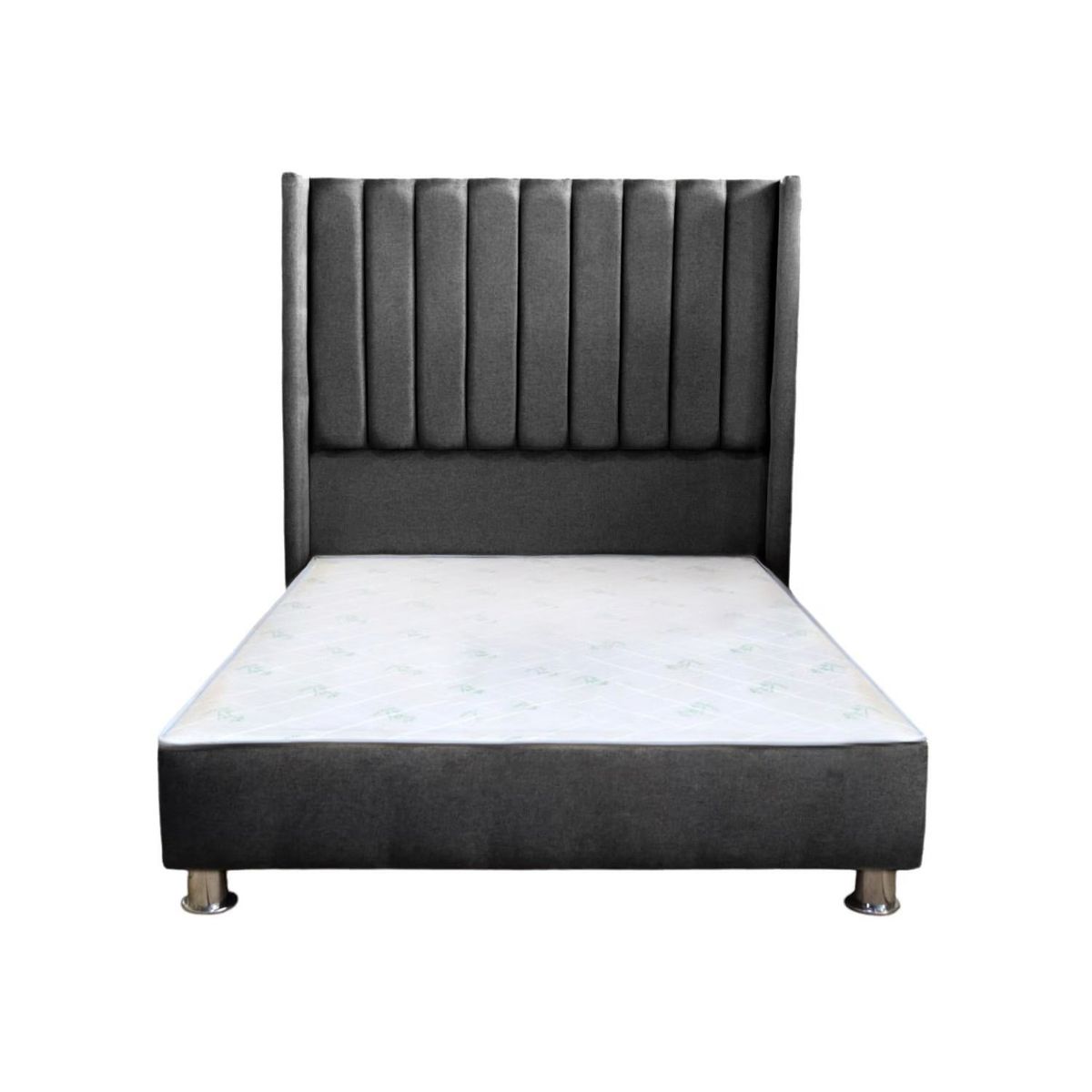 MUEBLES MACRUMO - Cama tapizada Barcelona - 2 Plz - color gris oscuro