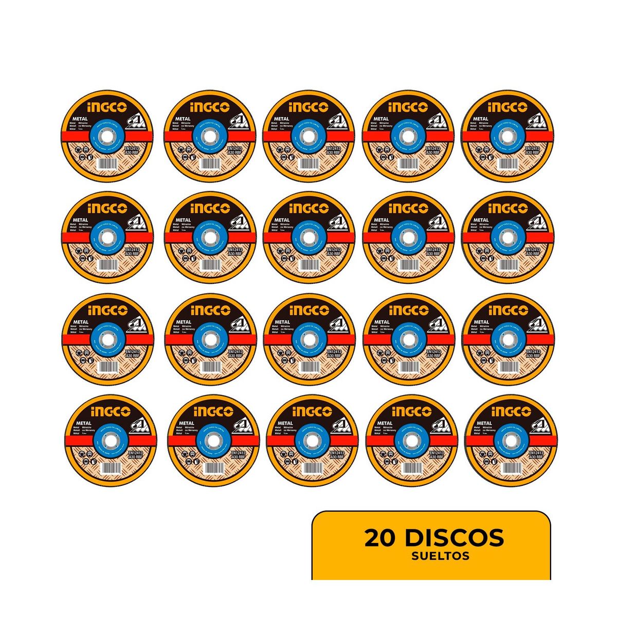 INGCO TOOLS - DISCO INGCO CORTE METAL 4 ½ AMOLADORA ESMERIL X20 UNIDADES
