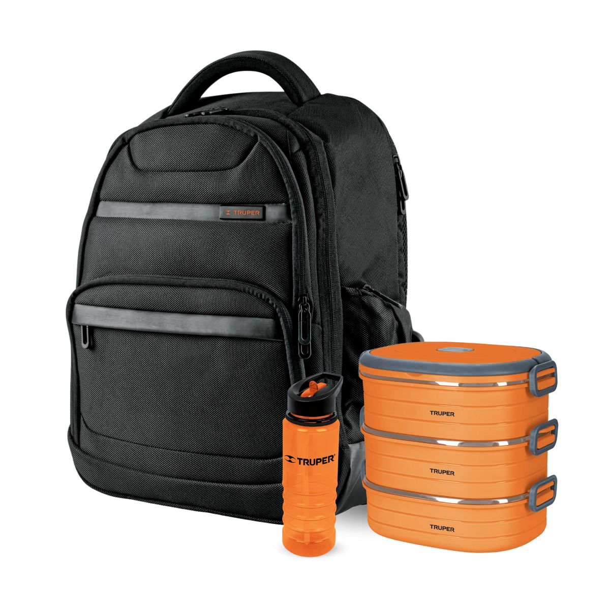 TRUPER - Mochila porta laptop + lonchera termica + tomatodo Truper