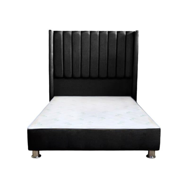MUEBLES MACRUMO - Cama tapizada Barcelona - 1.5 plz - color negro