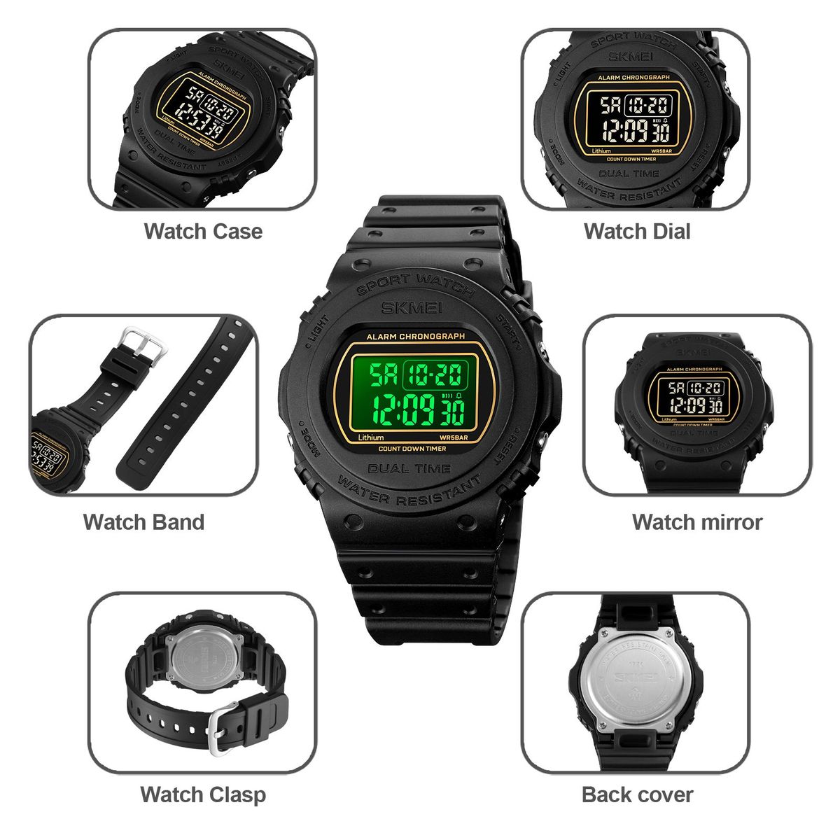 SKMEI - Reloj Skmei 1776 Negro Correa Silicona_.