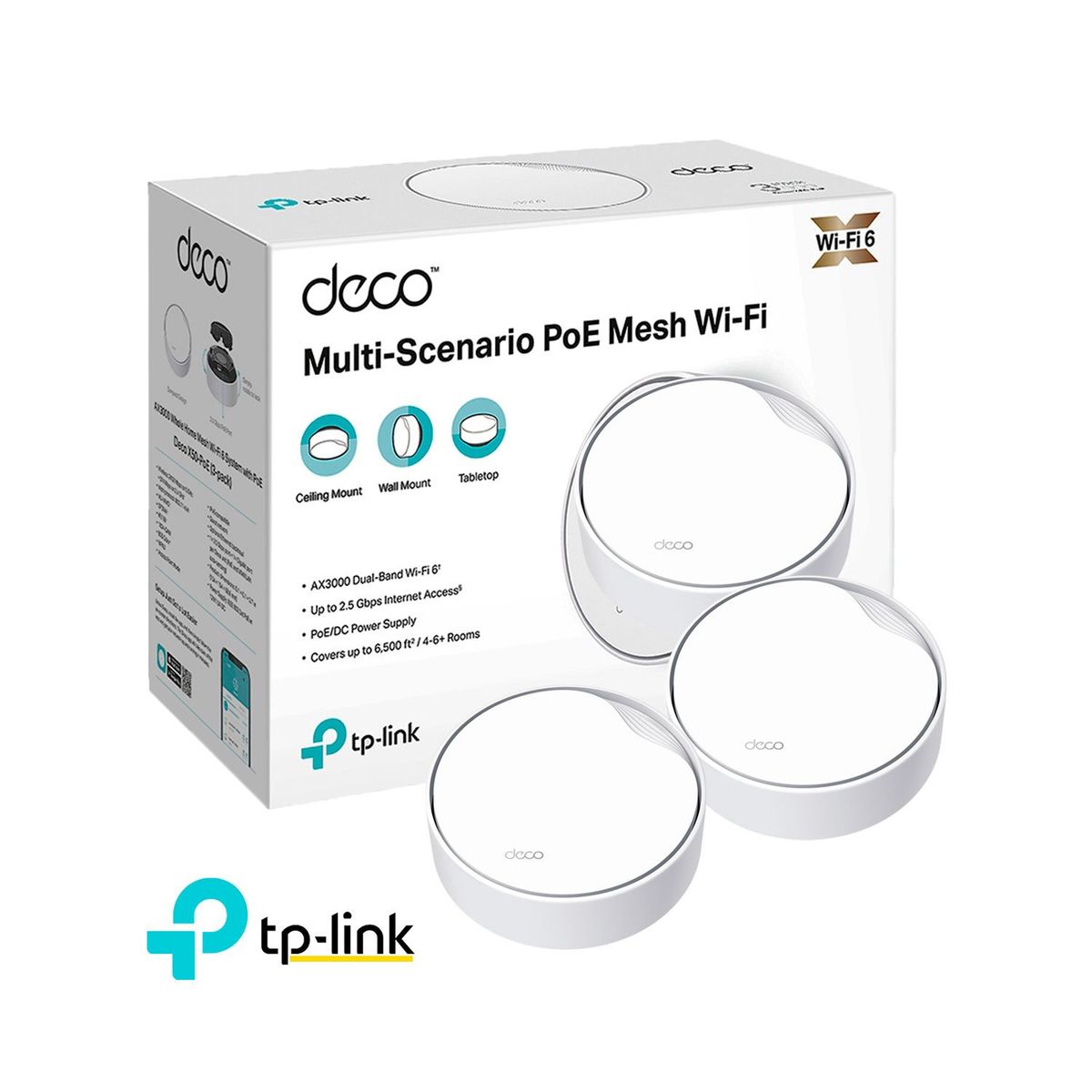 TP LINK - Deco X50-PoE 3 Pack Wifi 6 Sistema Mesh AX3000