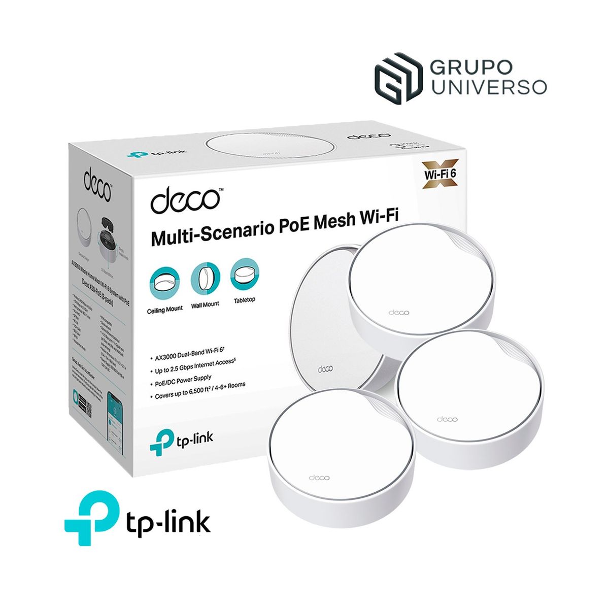 TP LINK - Deco X50-PoE 3 Pack Tp-Link Mesh Sistema Wifi 6 AX3000