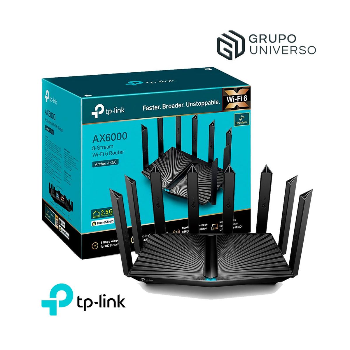 TP LINK - Archer AX80 Tp-Link Wi-Fi 6 Router Dual Band AX6000