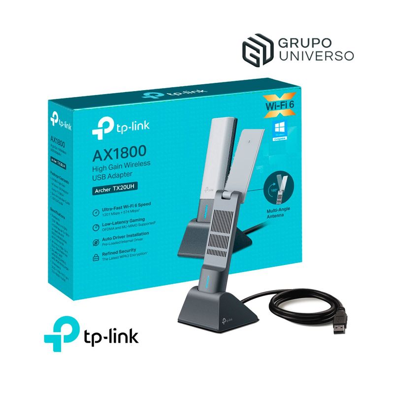 TP LINK - Archer TX20UH Tp-Link Adaptador USB inalámbrico Wi-Fi 6 AX1800