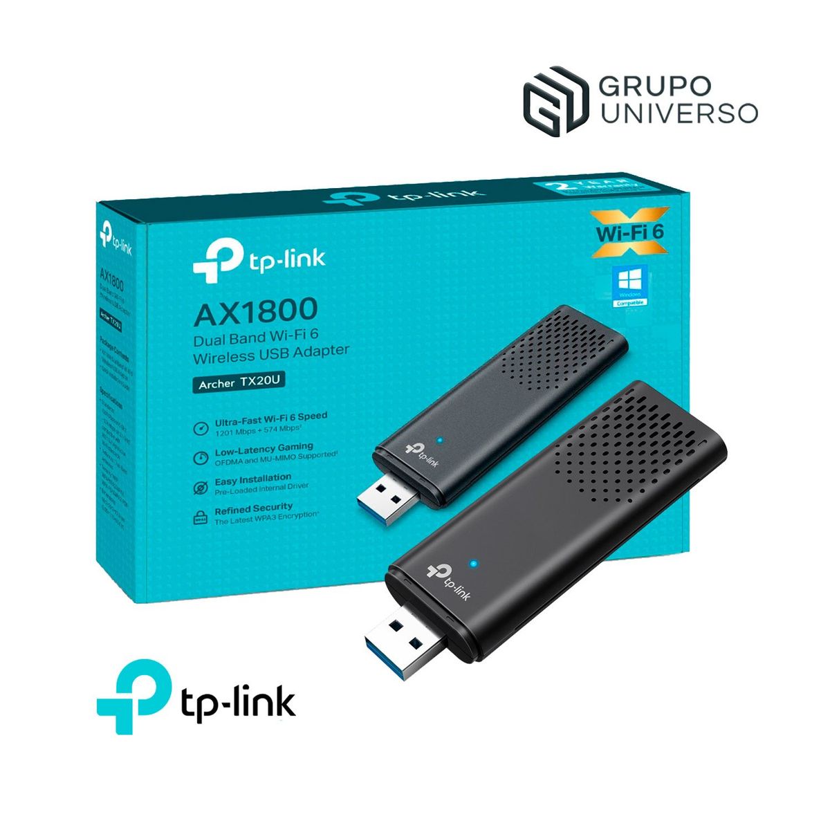 TP LINK - Archer TX20U Tp-Link Adaptador USB inalámbrico Wi-Fi 6 AX1800