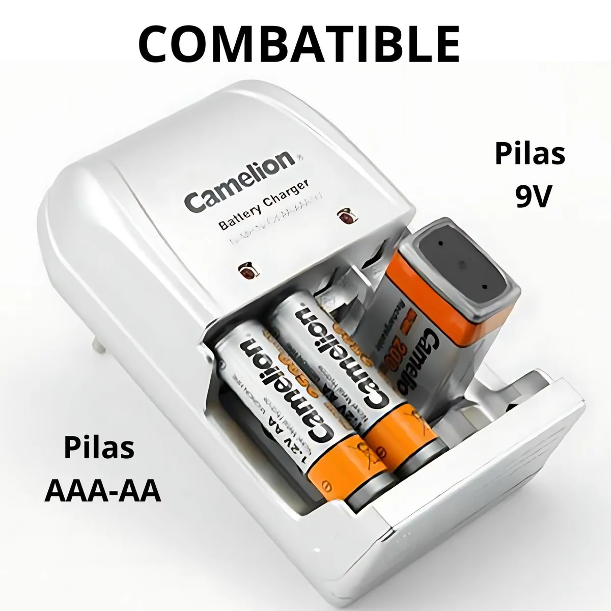 CAMELION - CARGADOR DE 4 PILAS AA -AAA Y 2 PILAS DE 9V