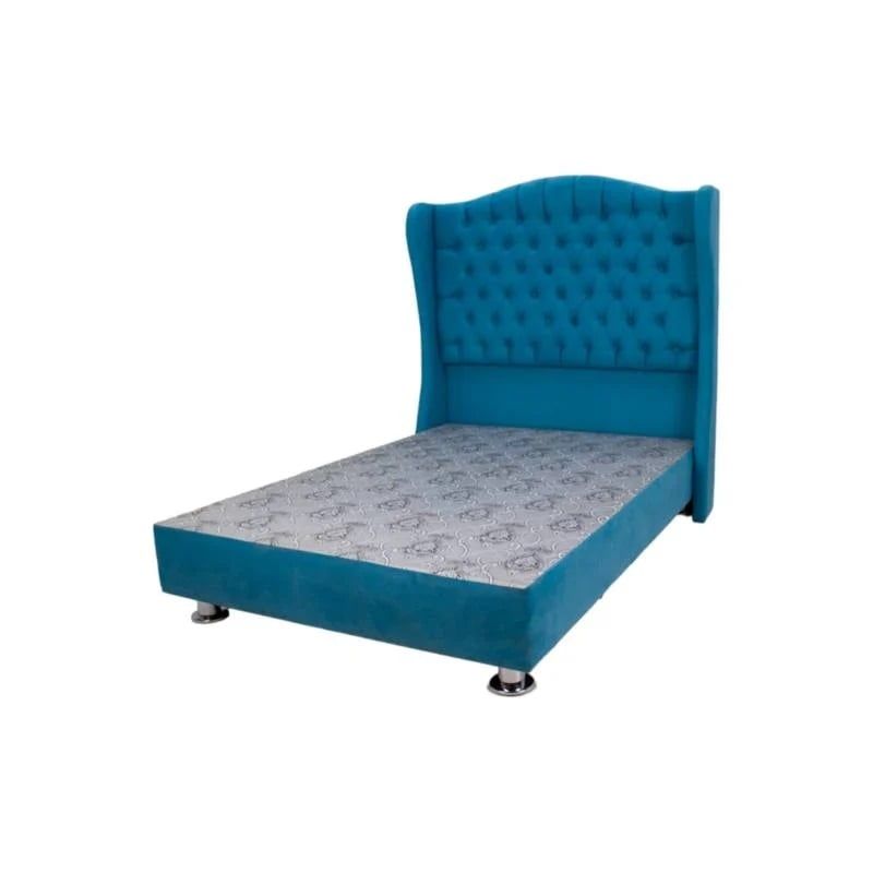MUEBLES MACRUMO - Cama tapizada Paris - 1.5 Plz - color turquesa