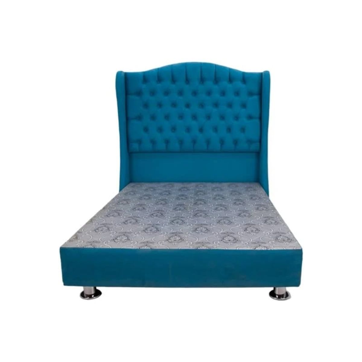 MUEBLES MACRUMO - Cama tapizada Paris - 2 Plz - color turquesa