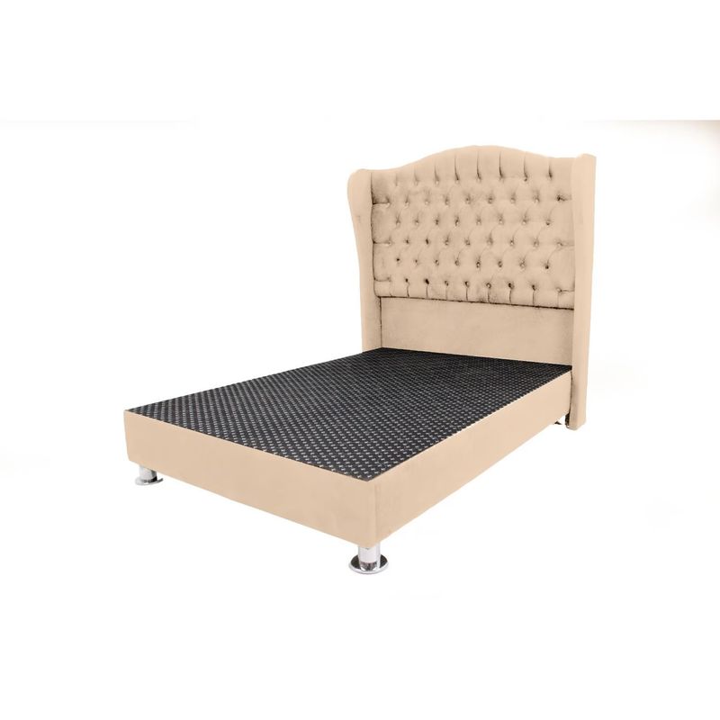 MUEBLES MACRUMO - Cama tapizada Paris - 1.5Plz -  color beige