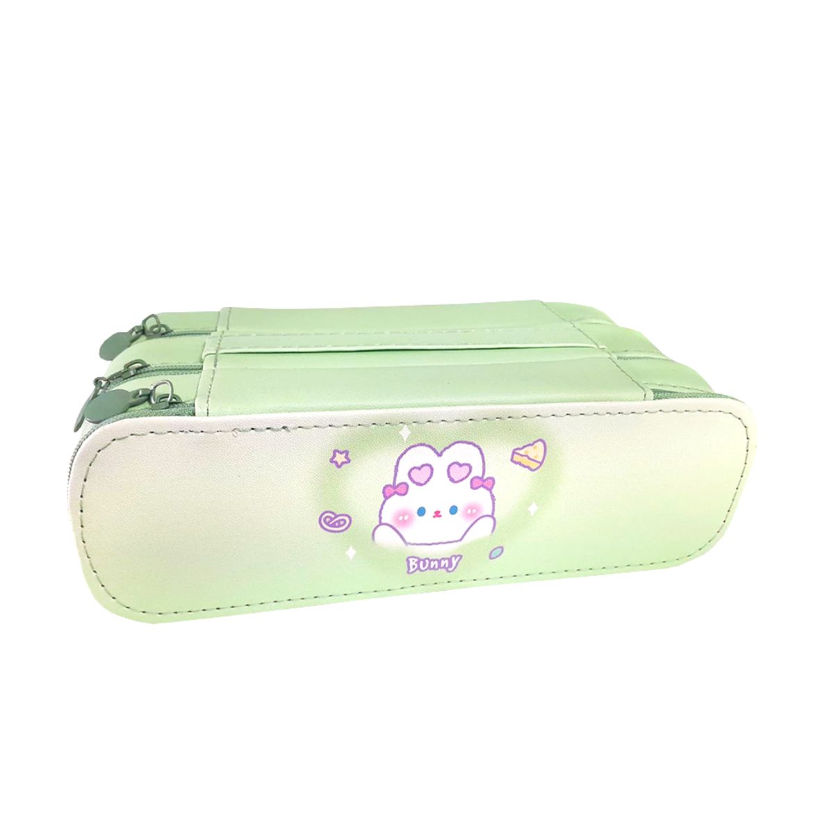 GENERICO - Cartuchera de 3 niveles con triple cierre Verde