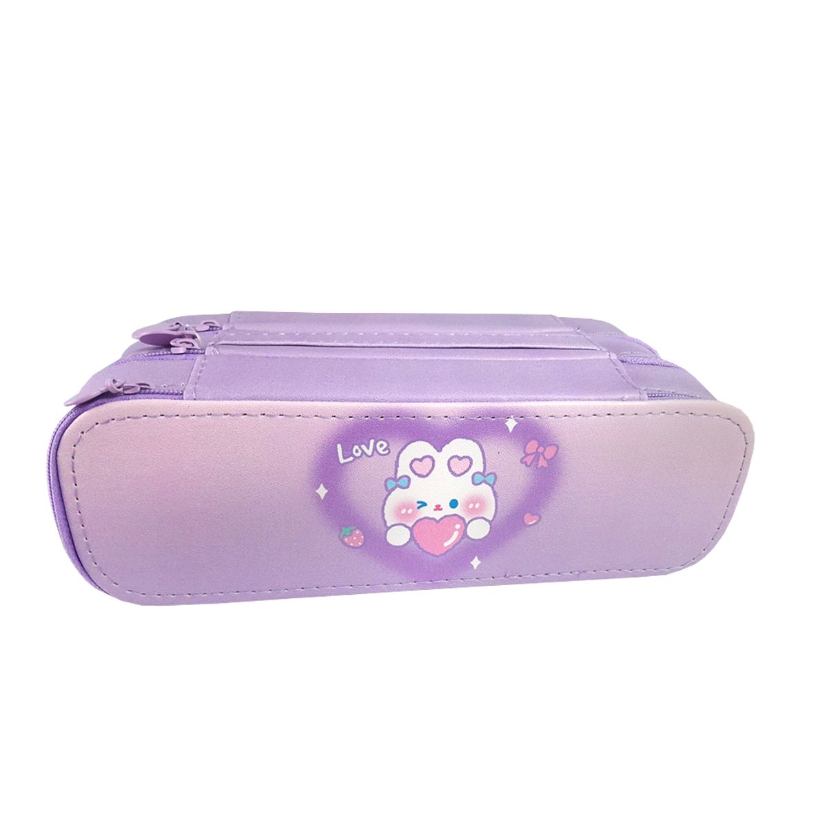 GENERICO - Cartuchera de 3 niveles con triple cierre Lila