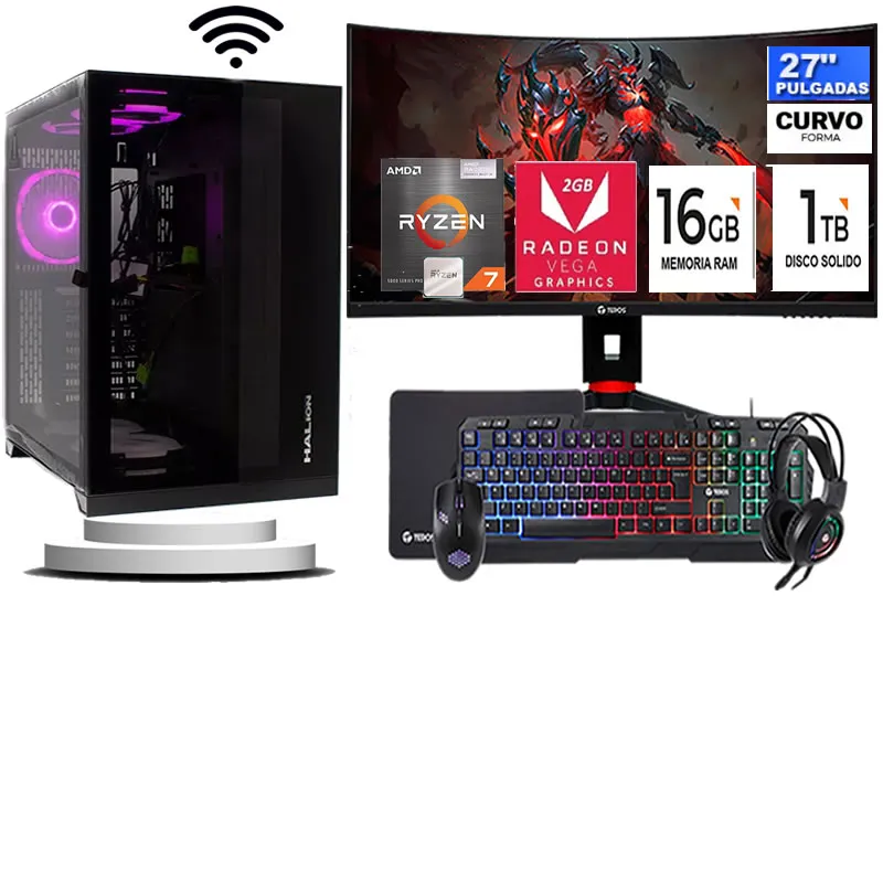 AMD - Computadora ryzen 7 5700g ram 16gb ssd 1TB monitor 27 full hd