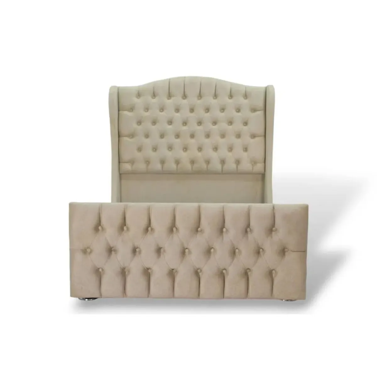 MUEBLES MACRUMO - Cama tapizada Paris + Piecera - 2 Plz color beige