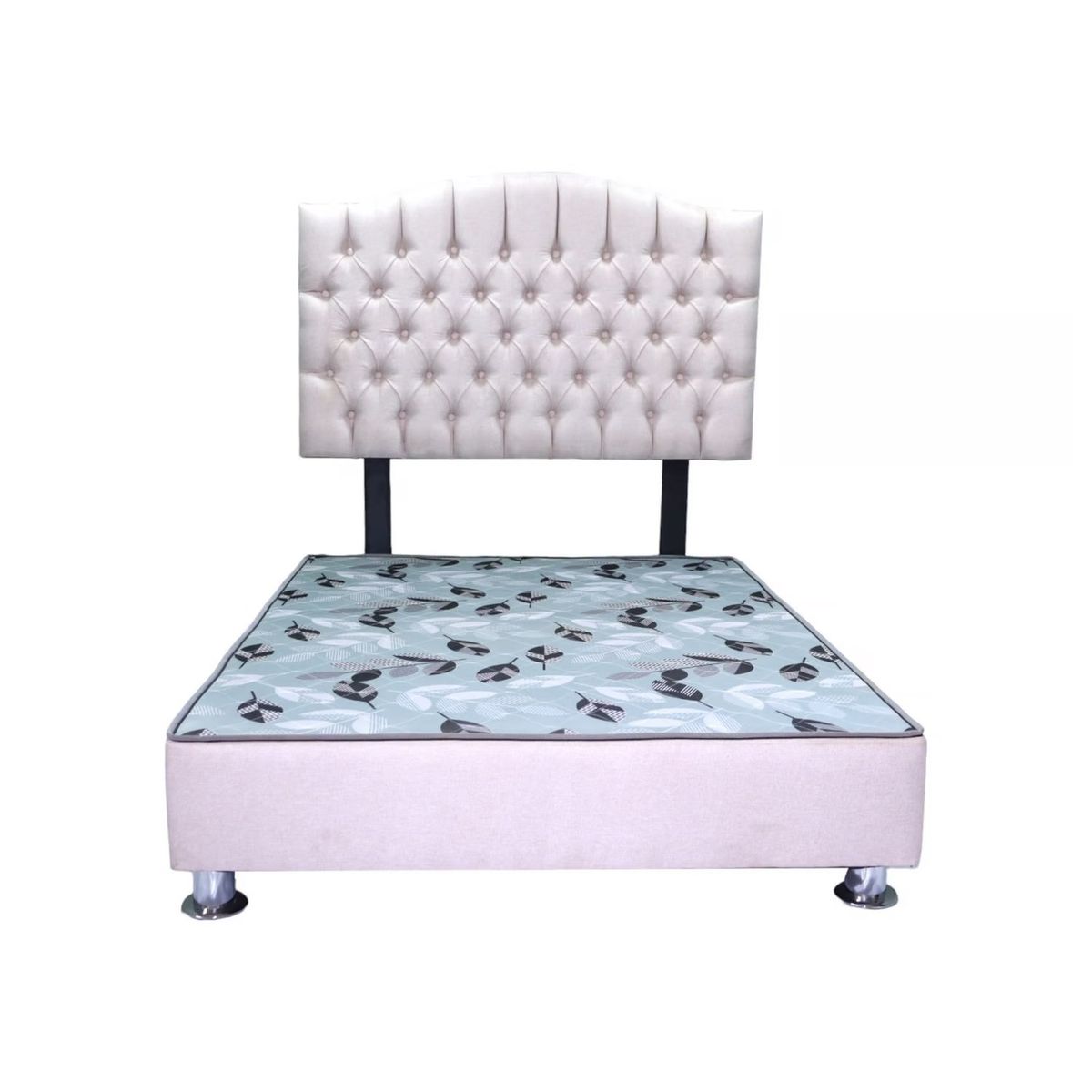 MUEBLES MACRUMO - Cama tapizada Varsovia - 2 Plz - Beige Claro Antifluida / Inc Almohada