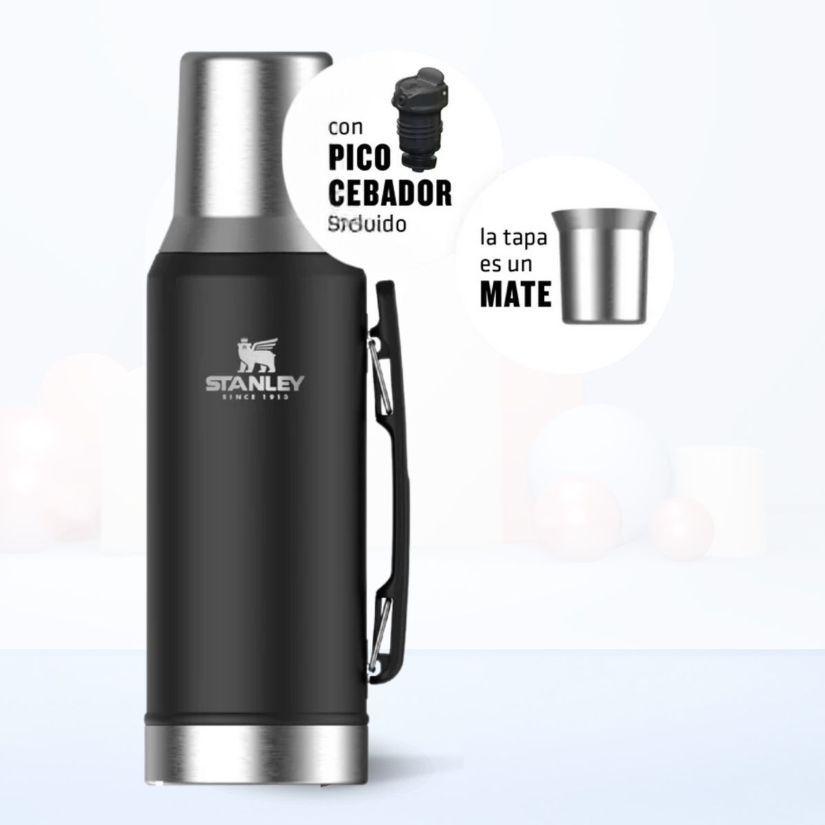 STANLEY - Termo de Bebida Mate System Negro Stanley 1.2 L