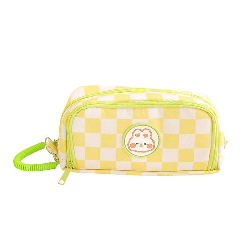 GENERICO - Cartuchera Diseño Cuadros Doble Cierre Amarillo