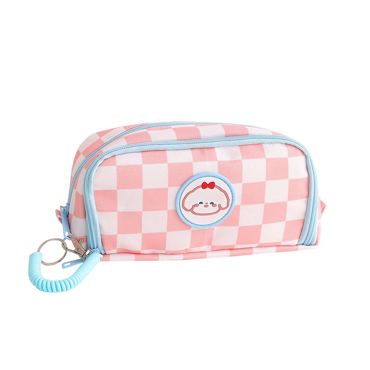 GENERICO - Cartuchera Diseño Cuadros Doble Cierre Rosado