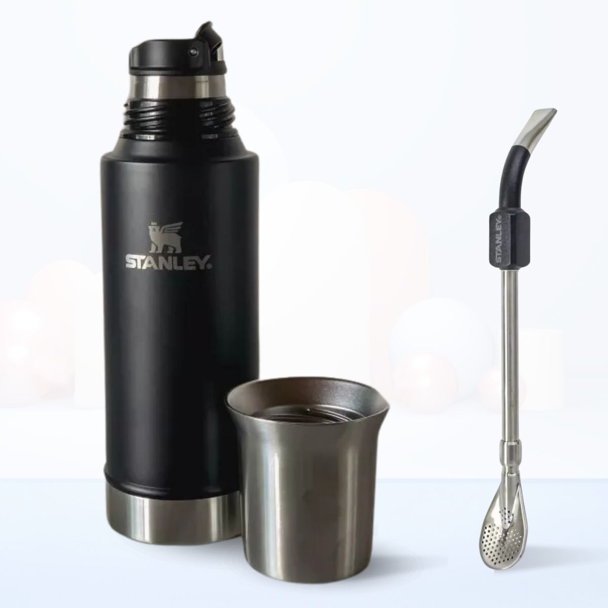 STANLEY - Termo de Bebida Mate System Stanley 800 Ml + Bombilla Negro