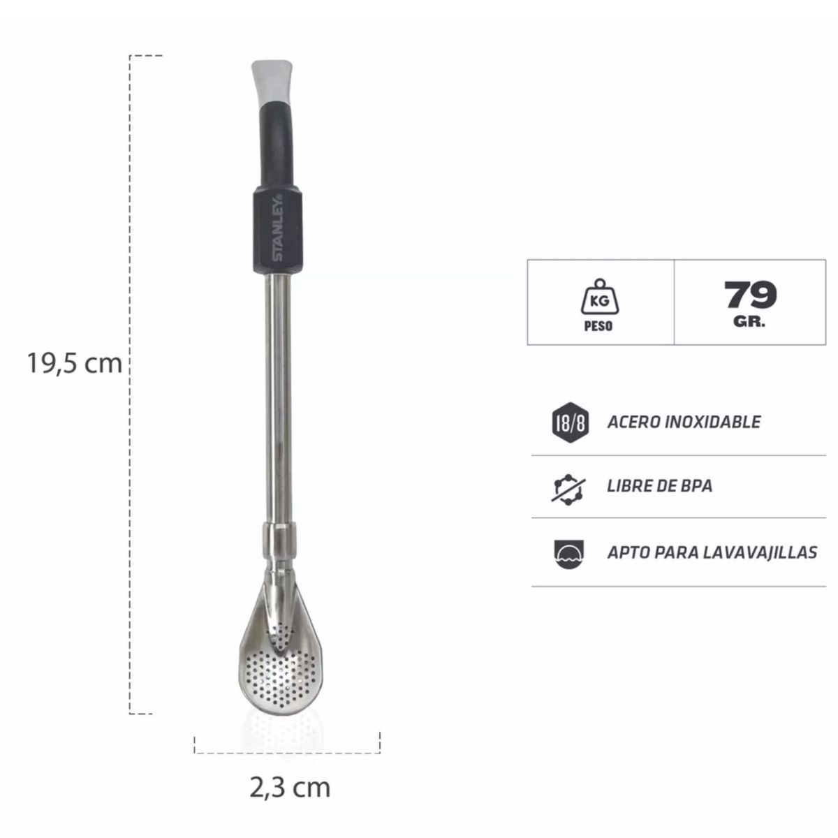 STANLEY - Termo de Bebida Mate System Stanley 800 Ml + Bombilla Negro