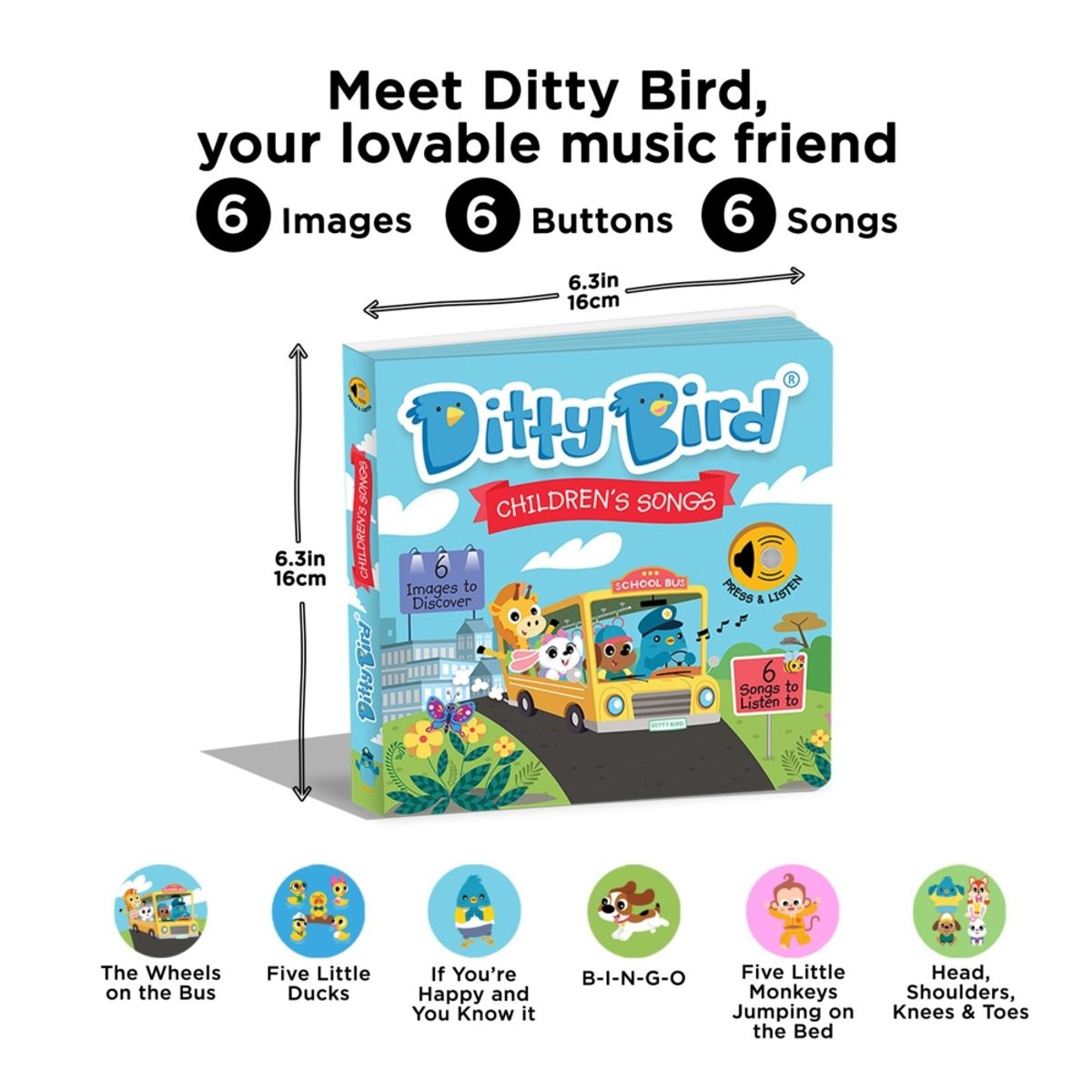 DITTY BIRD - Libro musical Ditty Bird Canciones infantiles Inglés