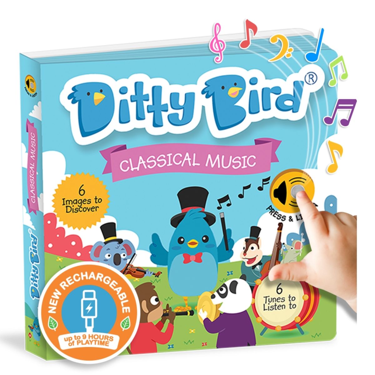 DITTY BIRD - Libro musical recargable Ditty Bird Música clásica Inglés