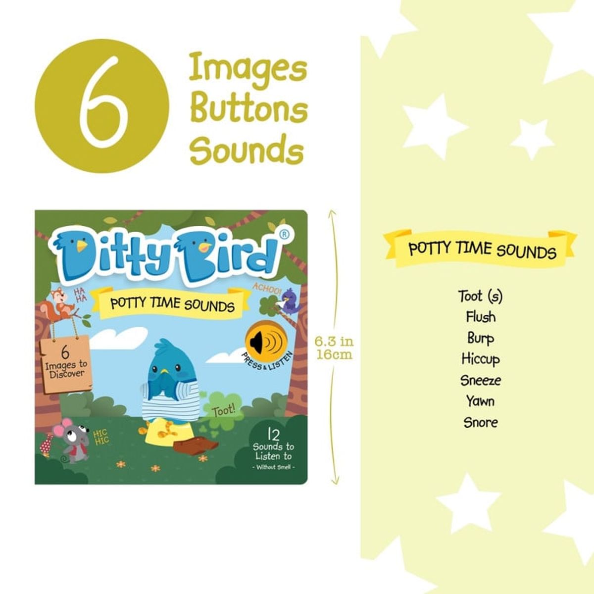 DITTY BIRD - Libro sonoro Ditty Bird Sonidos a la hora de ir al baño Inglés a pilas