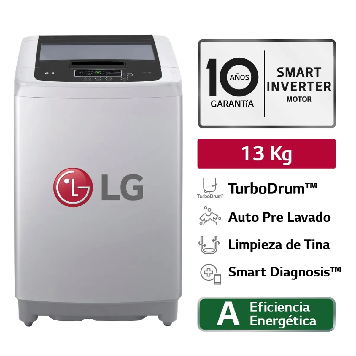 LG - LAVADORA LG CARGA SUPERIOR 13KG WT13DPBK SMART MOTION PLATEADO