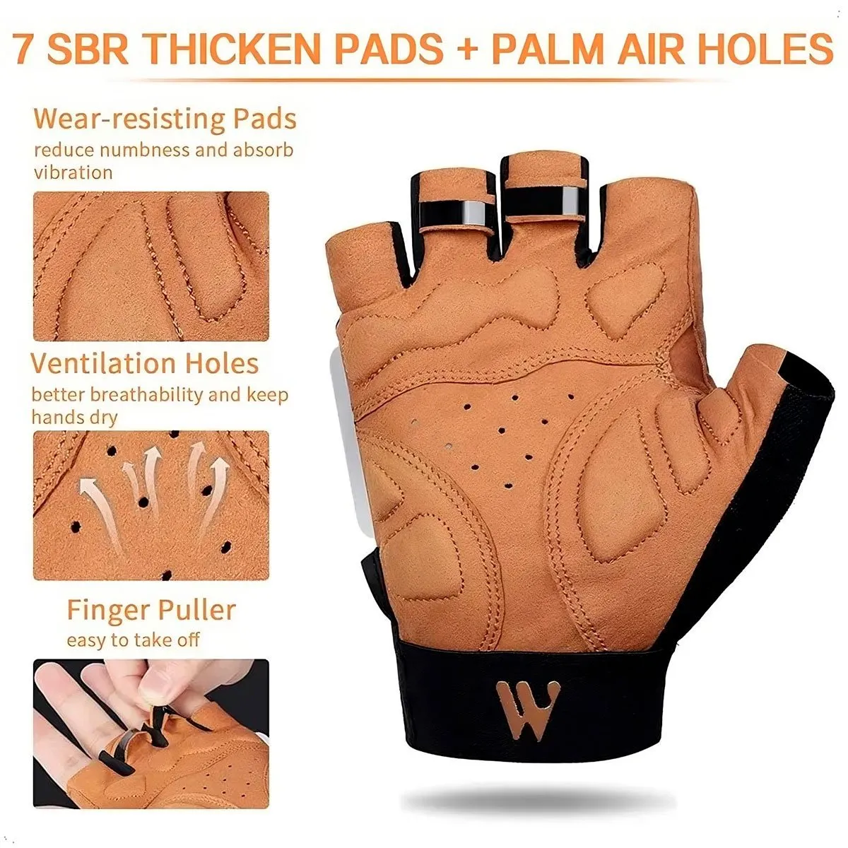 WEST BIKING - Guantes WEST BIKING de Ciclismo Motocicleta Guante Medio Dedo