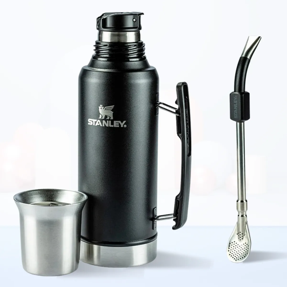 STANLEY - Termo de Bebida Mate System Stanley 1.2 L + Bombilla Negro