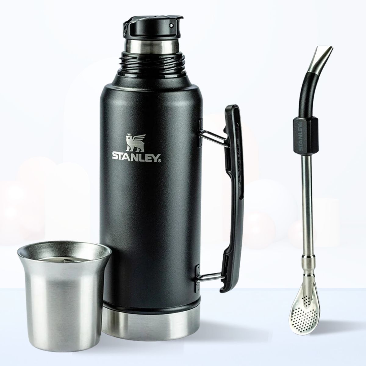 STANLEY - Termo de Bebida Mate System Stanley 1.2 L + Bombilla Negro