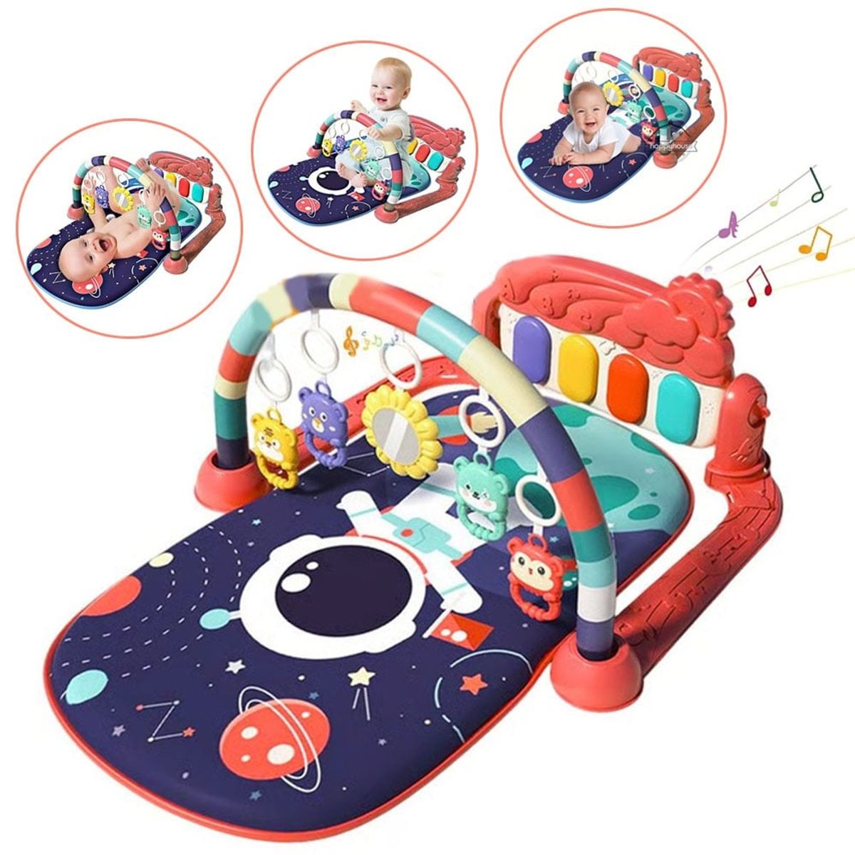 GENERICO - Gimnasio de Bebe con Piano Musical Astronauta 668-216 Rojo