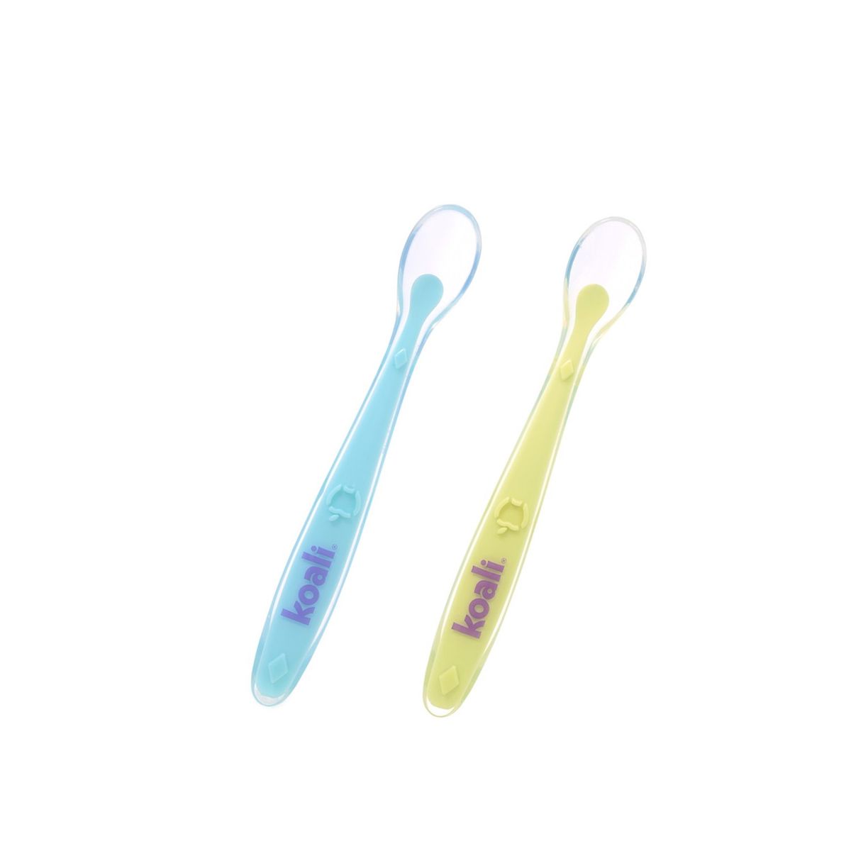KOALI - Cuchara para Bebé de Silicona Pack x2 Unidades Celeste Verde