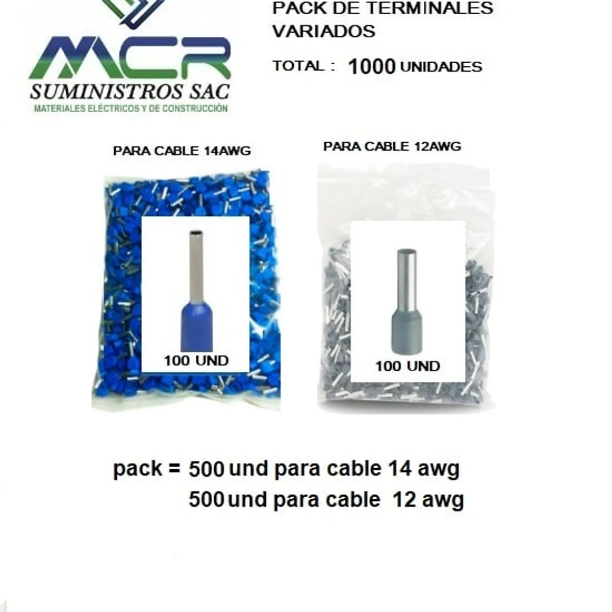 GENERICO - TERMINALES PARA CABLES 14AWG Y 12AWG 1000UNIDADES