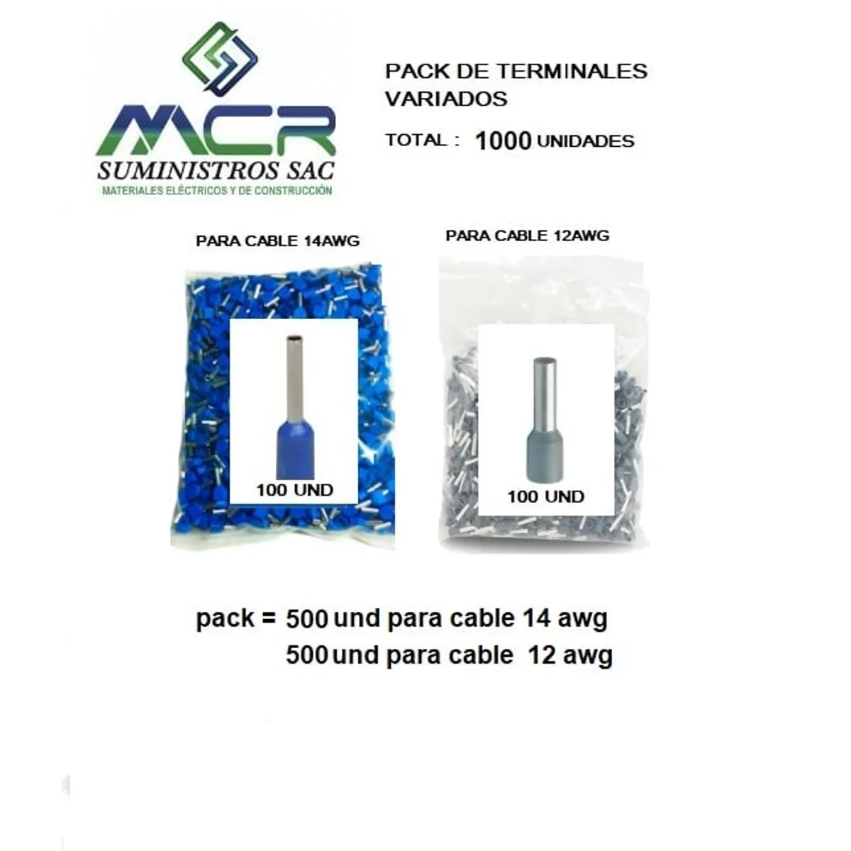 GENERICO - TERMINALES PARA CABLES 14AWG Y 12AWG 1000UNIDADES