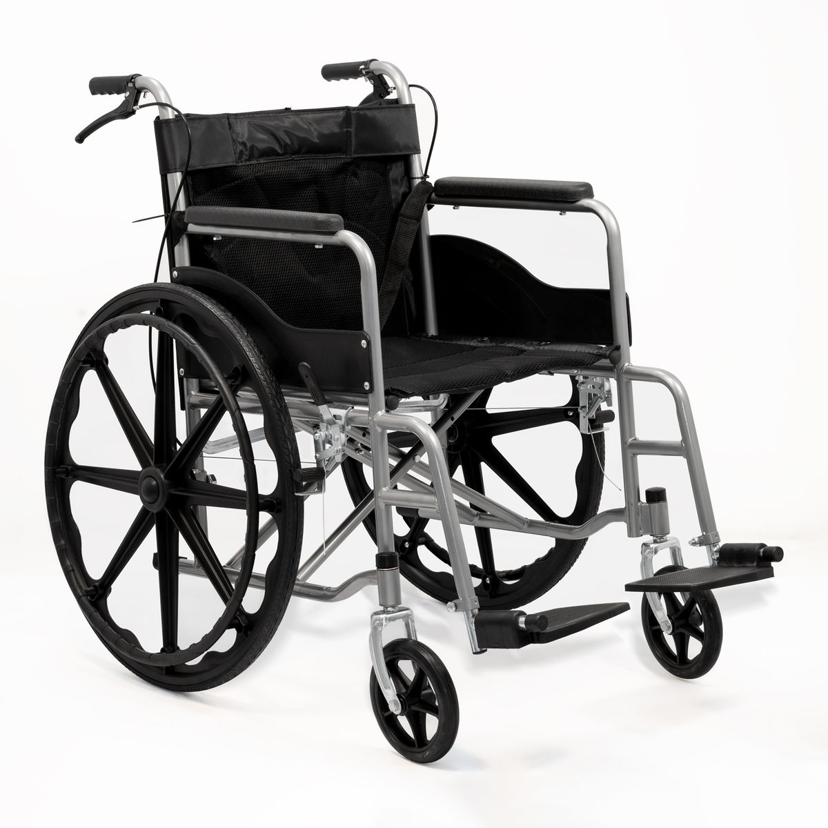 GENERICO - Silla de Ruedas Plegable Ergonómica con Acabado Cromado