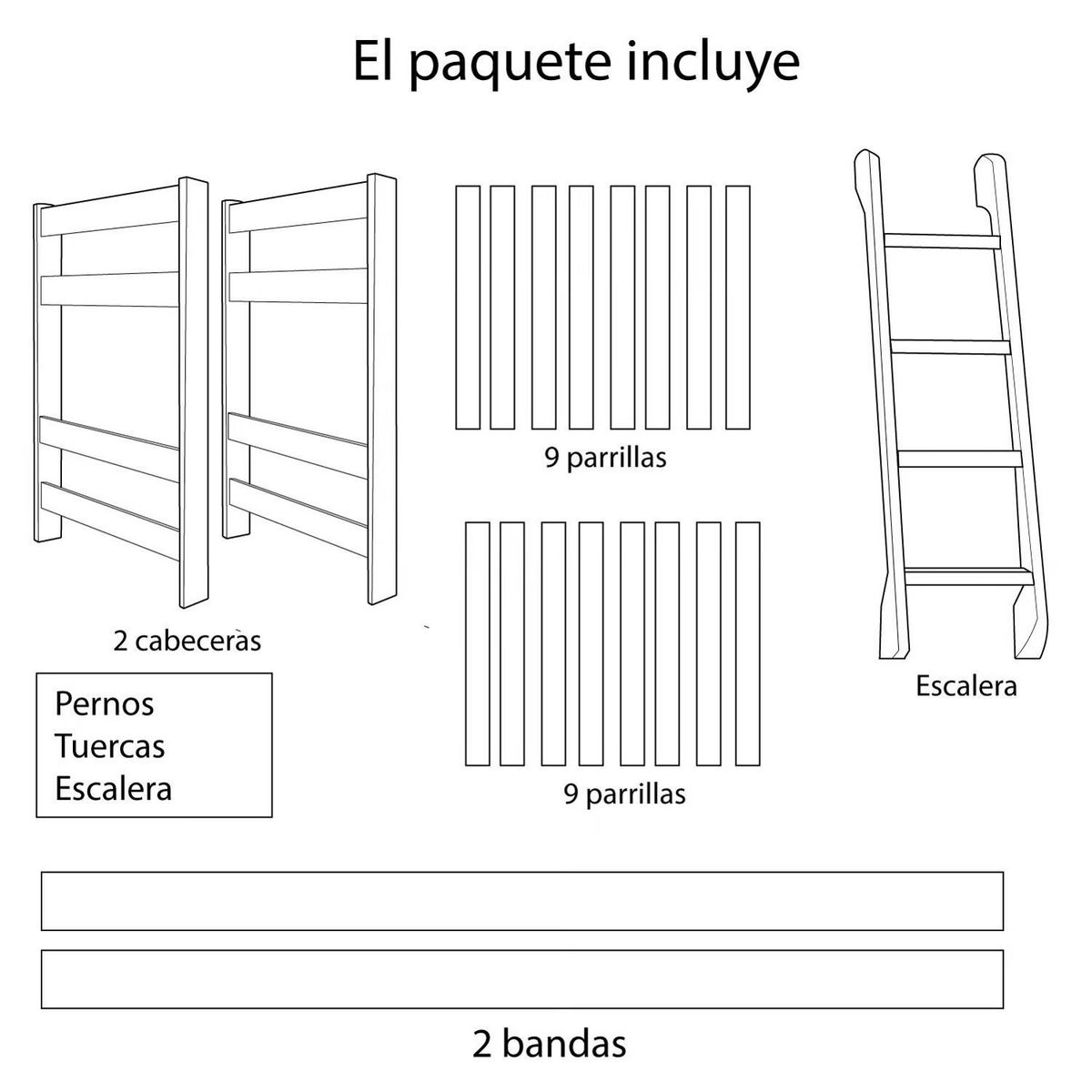MUEBLES MACRUMO - Camarote 2 Plz madera pino de 1.5 x 6  + Acabado