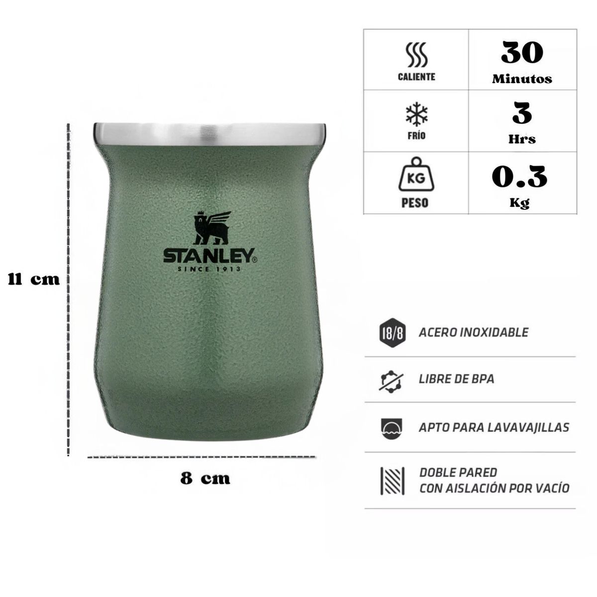 STANLEY - Combo Stanley Termo Classic 946 + Matero 236 Ml + Bombilla Verde