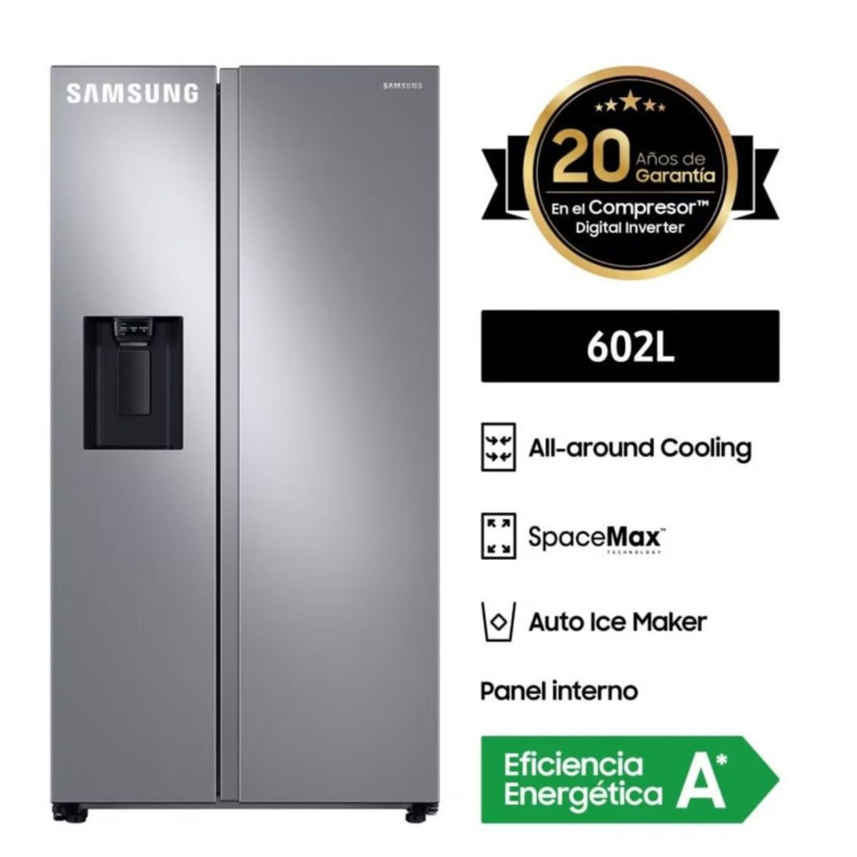 SAMSUNG - Refrigeradora Samsung 602L Side by Side Space Max RS60T5200S9PE