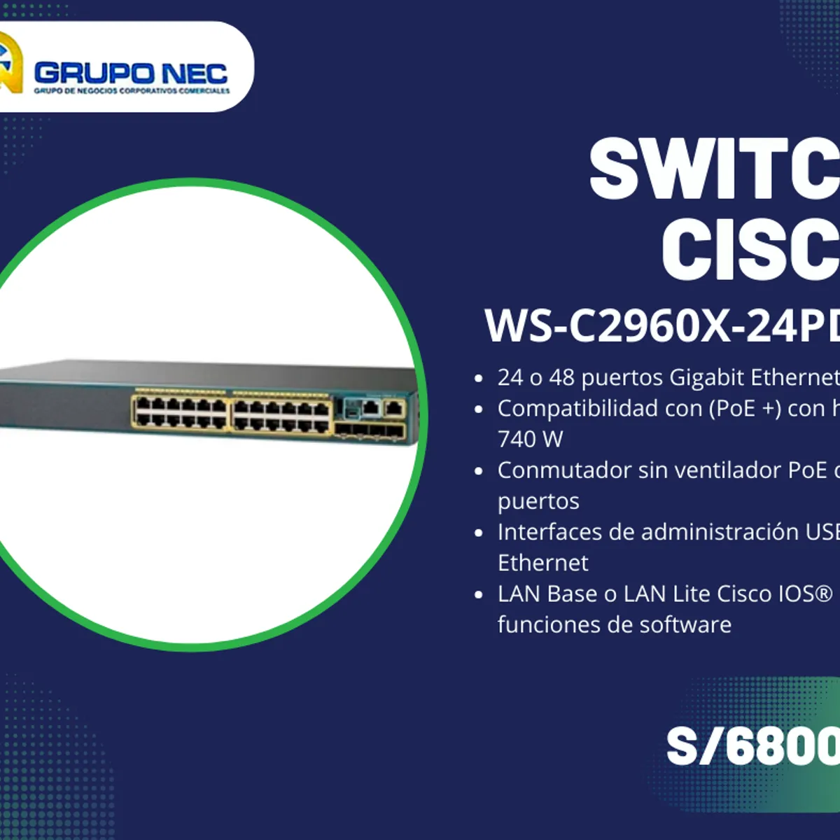 CISCO - Switch Cisco Catalyst WS-C2960X-24PD-L