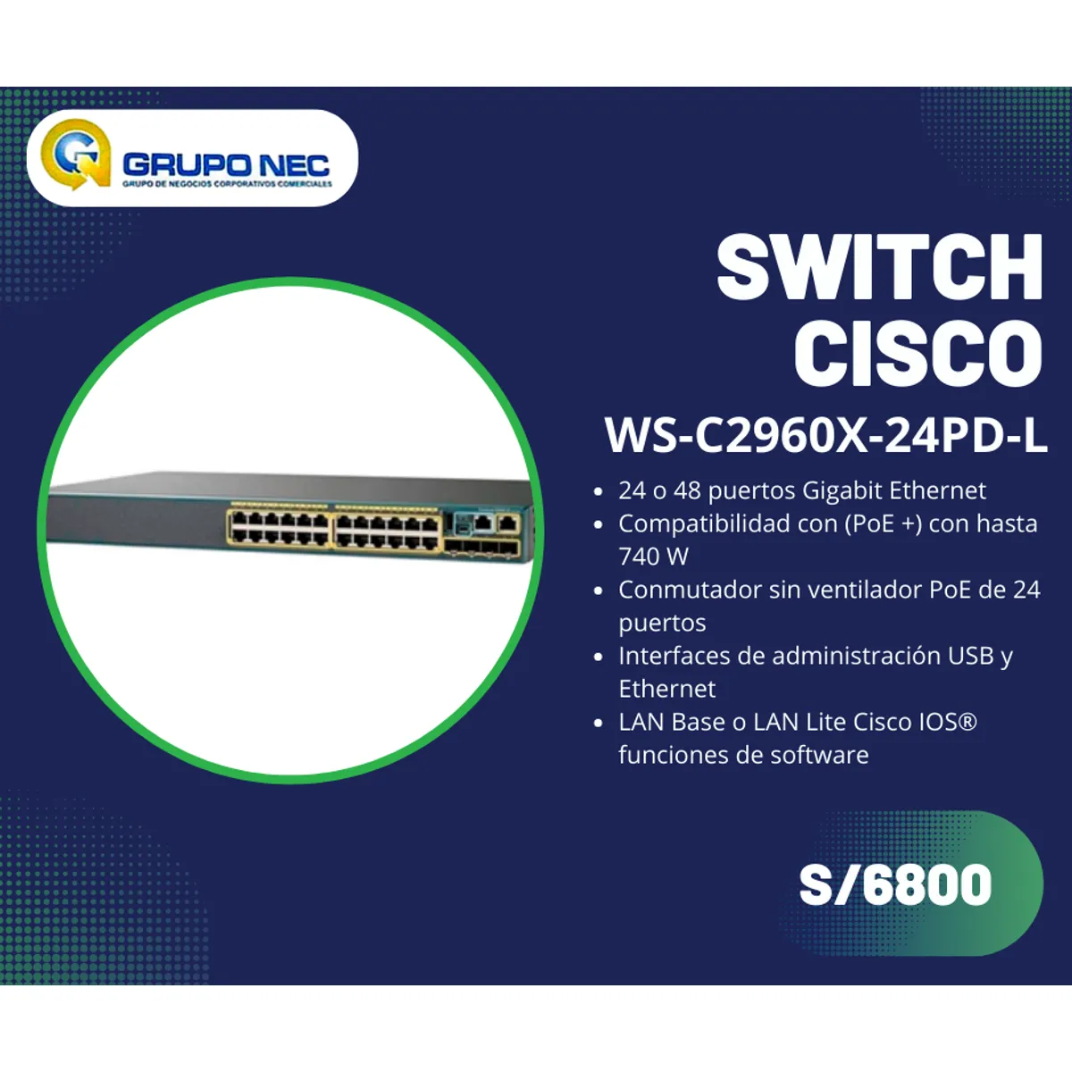 CISCO - Switch Cisco Catalyst WS-C2960X-24PD-L