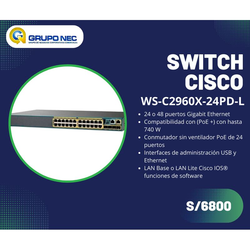 CISCO - Switch Cisco Catalyst WS-C2960X-24PD-L