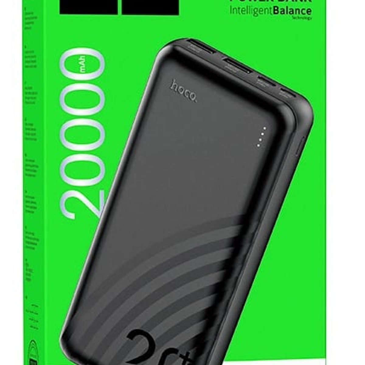 HOCO - Cargador Portatil PowerBank Hoco J123A 20000 mAh - Negro