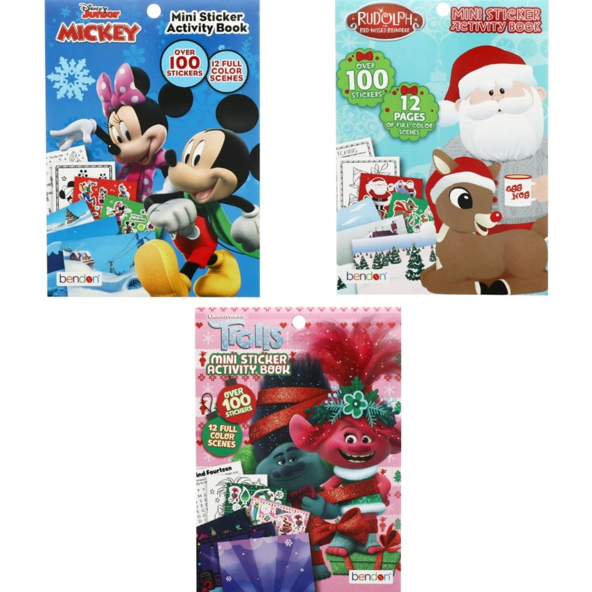 DISNEY - Packx3 Libro de actividades Navideño Mini con Stickers