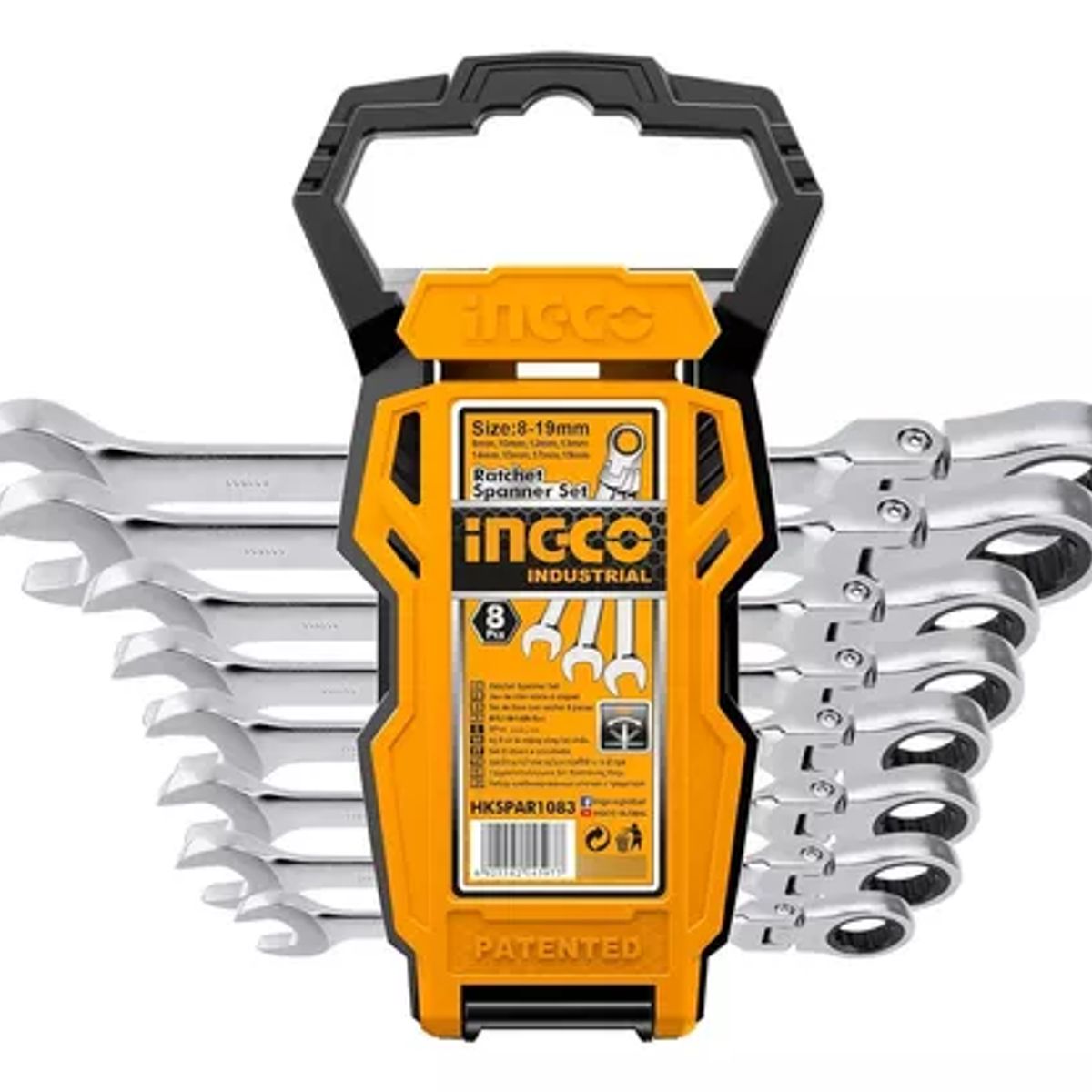 INGCO TOOLS - Juego de Llaves Mixtas 8 Pz Con Rachet Flexible Ingco