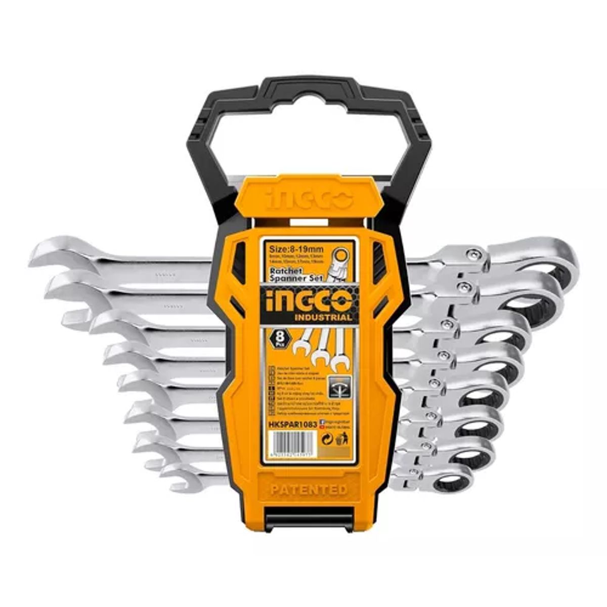 INGCO TOOLS - Juego de Llaves Mixtas 8 Pz Con Rachet Flexible Ingco