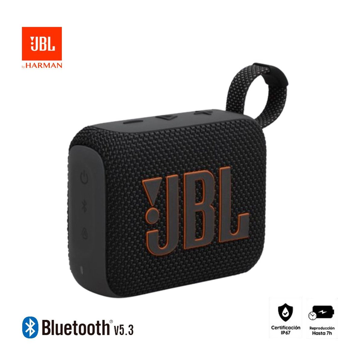 JBL - Parlante JBL GO 4 portátil Bluetooth y batería 7Hrs IP67 Negro