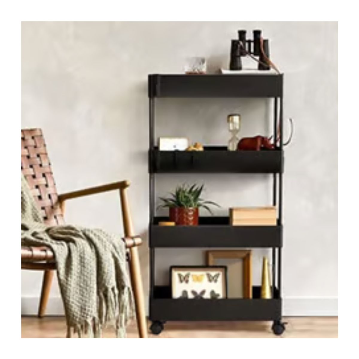 GENERICO - Estante Rack Baño Multiusos de 4 Niveles Negro