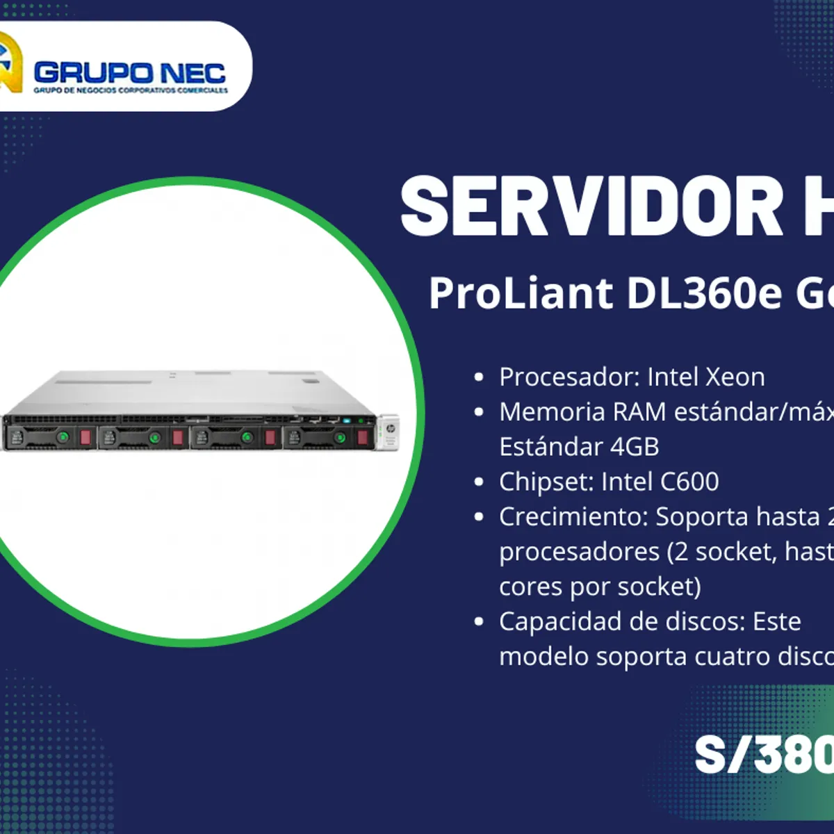HP - Servidor HP ProLiant DL360e Gen8 serie SATA - LFF